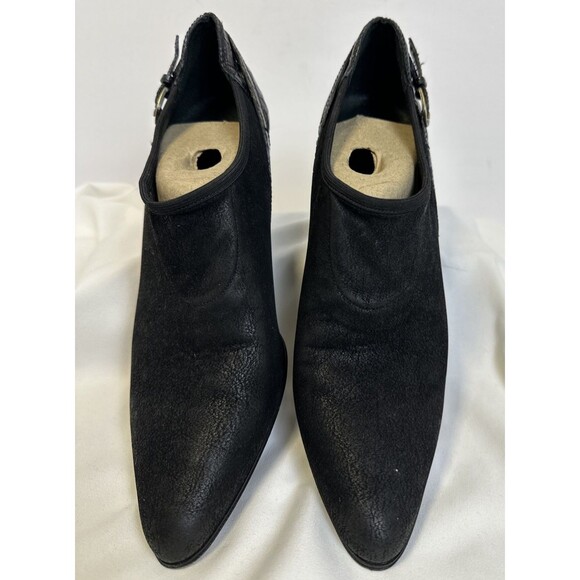 Donald Pliner Women's Black Suede/leather Pointed Toe Heel Ankle Boots  Size 9.5 - Picture 2 of 15